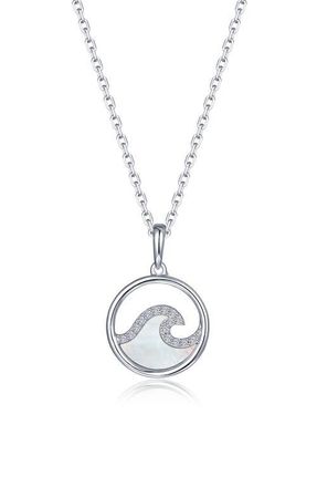 Lafonn Ocean Wave Mother-of-Pearl Pav&eacute; Simulated Diamond Pendant Necklace in Mop at Nordstrom, Size 18