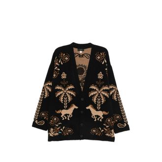 Alanui Palm-intarsia Knitted Cardigan