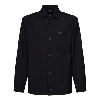 Fay Light Jackets, male, Blue, Size: 2XL Blue Shirt Jacket for Men