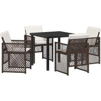 vidaXL Vidaxl - Conjunto De Comedor De Jard&iacute;n 5 Pcs Marr&oacute;n Rat&aacute;n Sint&eacute;tico