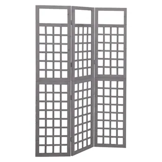 vidaXL Vidaxl - Biombo/enrejado De 3 Paneles Madera De Abeto Gris 121x180 Cm