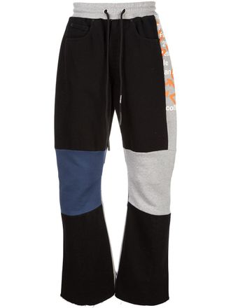 Off-white Joggingbroek met patchwork - Zwart