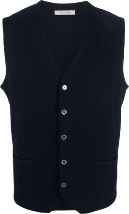 La Fileria button-down cotton gilet - men - Cotton - 48 - Blue