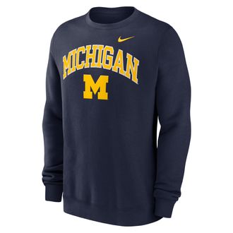 Nike Michigan Arch Nike Mens College Pullover Crew in Blue | NKPU41SMWN-Y48