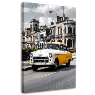 Feeby Impresi&oacute;n De Imagen, Taxi Amarillo Aparcado En Una Calle De La Habana Cuba, 70x100
