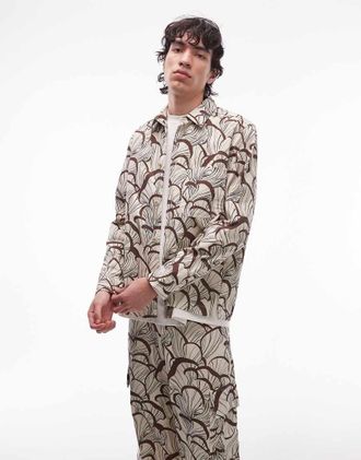 Wood Wood Double A By Wood Wood - Clay - Camicia giacca con stampa di funghi ripetuta in coordinato-Multicolore