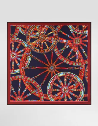 Dolce & Gabbana 90x90 Carretto-print Silk Twill Scarf - Man Scarves And Silks Multicolor Onesize