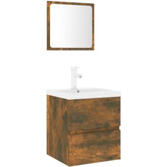 vidaXL Set De Muebles De Ba&ntilde;o Madera Contrachapada Color Roble Ahumado Vidaxl