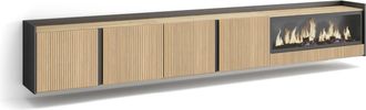 Skraut Home Skraut Home - Mueble Tv, Televisi&oacute;n, Muebles De Sal&oacute;n, Almacenaje, 315x35x50cm, Para Tv Hasta 80, Chimenea El&eacute;ctrica Xxl, Colgado, Suspendido, Estilo 