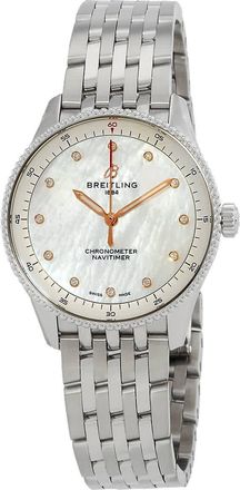 Breitling Navitimer Quartz Diamond White Mother of Pearl Dial Ladies Watch A77320E61A2A1