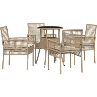 vidaXL Conjunto De Comedor De Jard&iacute;n 5 Pcs Beige Polirat&aacute;n Vidaxl