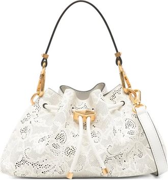 Jimmy Choo London small Cinch perforated tote bag - Wit