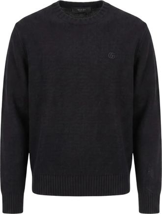 Gucci Trui met ronde hals - Heren - Ronde hals truien - Zwart - L - Truien & Vesten