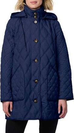 Bernardo Diamond Quilted Hooded Liner Jacket in Navy at Nordstrom Rack, Size Small