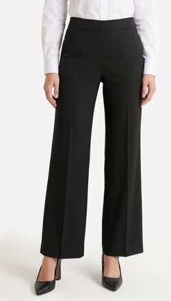 Liverpool L.A. Kayla Wide Leg Pull-On Pants in Black Multi Shadow Stripe at Nordstrom, Size 16