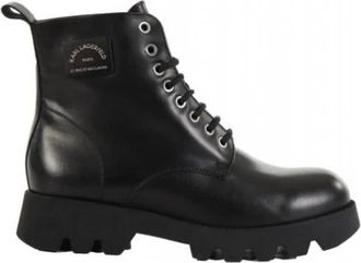 Karl Lagerfeld Terra Firma Enkellaarsjes - Heren - Veterlaarzen - Zwart - 41 EU - Leer - Schoenen