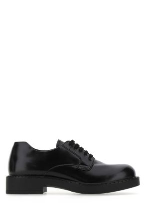 Prada Black Leather Lace Up Shoes