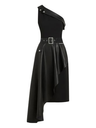 Karl Lagerfeld one-shoulder belted dress - women - Elastane/Polyester/Polyurethane - 44 - Black