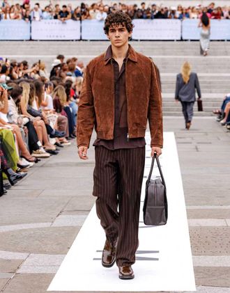 Topman Giacca in vero camoscio color ruggine-Marrone