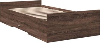vidaXL Cama con cajones madera de ingeniería marrón roble 100x200 cm Vidaxl