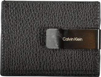 Calvin Klein Leather Card Holder with Money Clip Card Case - Black