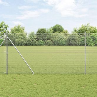 Berkfield Home Welded Wire Fence with 13 Spike Posts 1.5x25 m Galvanised Steel in Grey