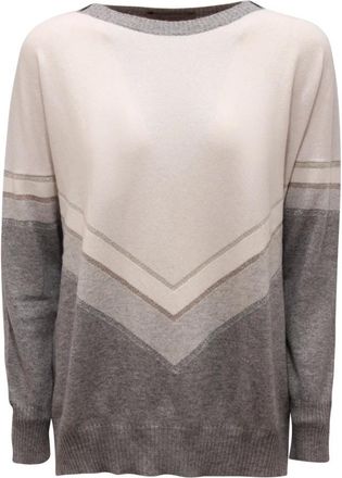 D.exterior Truien & Vesten, Dames, Grijs, M, Wol, Kasjmier Wolmix Trui Intarsio Stijl