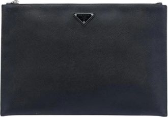 Prada Pre-owned Clutches, female, Black, Size: ONE SIZE Pre-owned Leather Clutch