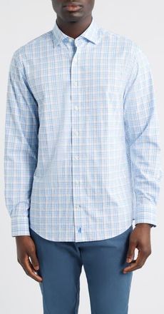 Johnnie-O Rafael Everyday Performance Plaid Button-Up Shirt in Wake at Nordstrom, Size Xx-Large
