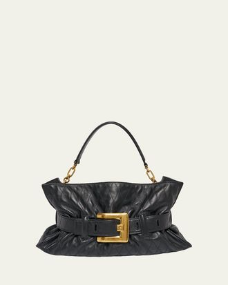Balmain Anthem Medium Quilted Top-Handle Bag