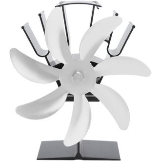 OEM Ventilador De Estufa Crezuo De 7 Aspas Con Alimentaci&oacute;n T&eacute;rmica, Fabricado En Aleaci&oacute;n De Aluminio Termoel&eacute;ctrico, Para Estufas De Le&ntilde;a, Color Plata.-