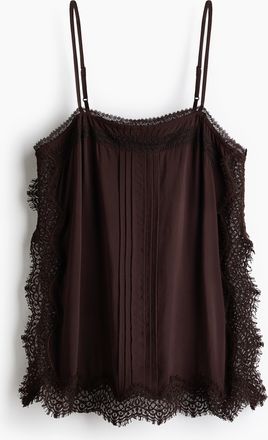 H&M Viskosetop mit Spitzenbes&auml;tzen - Brown
