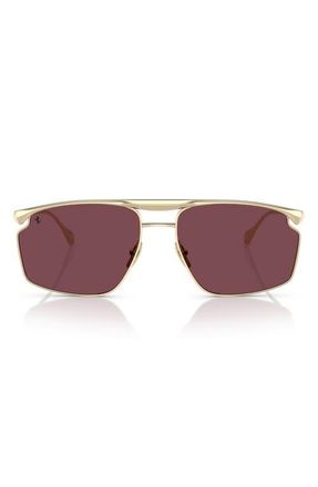 Ferrari 61mm Irregular Sunglasses in Pale Gold /Bordeaux Ce at Nordstrom