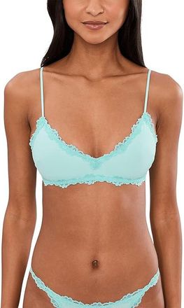 Free People Charlie V Bralette Womens Bra Blue Light : LG (Womens 12-14), Nylon/Spandex