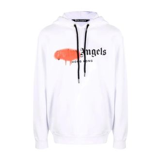 Palm Angels Hoodies, male, White, XS, Ibiza Sprayed Hoodie