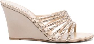 Rene Caovilla 80mm Crystal-Embellished Sandals - Womens - Calf Leather/Fabric
