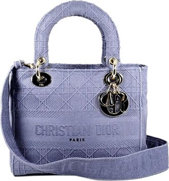 Dior Pre-owned Womens Caro Mini Bag Purple Canvas - Light Grey Textile - One Size