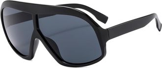 Generic Large Frame Driving Men Sunglasses Vacation Outdoor Women Sports Sun Glasses(Black)