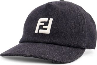 Fendi Zwarte Logo Geborduurde Verstelbare Hoed - Heren - Petten - Zwart - ONE Size - Katoen - Accessoires