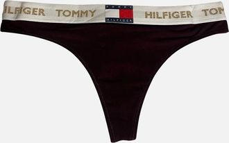 Tommy Hilfiger Womens Golden Heritage Thong, Burgundy - Black/Black - Size: 20/32in