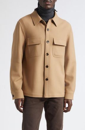 Tom Ford Double Splittable Virgin Wool & Silk Overshirt in Eas Golden Brown at Nordstrom, Size 46