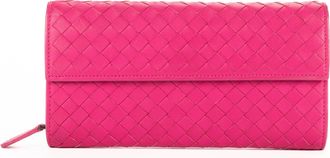 Bottega Veneta Pre-owned Womens Flap Over Continental Long Wallet - Pink - One Size