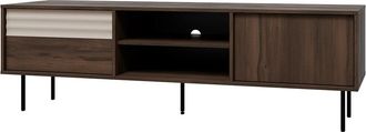 Petits Meubles Mueble tv 2 puertas 180 cm paneles laminados madera oscura y cachemira