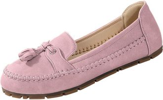 Generic Ladies Loafer Shoes Slip On Womens Flats Solid Color Stylish Classic Foldable Lightweight Comfy Wide Fit Casual Pumps Shoes Work Leisure Pink