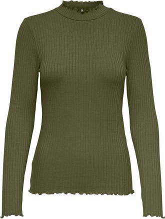Jacqueline de Yong Womens Jdyfransiska L/S Highneck Top JRS Noos Long-Sleeved Shirt, Dark Olive, M