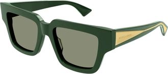 Bottega Veneta Oversized Rechthoekige Zonnebril - Dames - Zonnebrillen - Groen - 52 MM - Accessoires