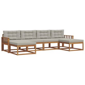 vidaXL Conjunto De Sof&aacute;s De Exterior 6 Pcs Gris Natural Y Claro Vidaxl
