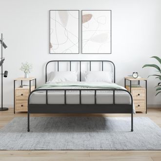 vidaXL Mesitas Noche 2 Uds Madera Ingenier&iacute;a Roble Sonoma 30x60x60 Cm Vidaxl