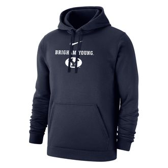 Nike BYU Club Fleece Nike Mens College Hoodie in Blue | M31777P738-BYU