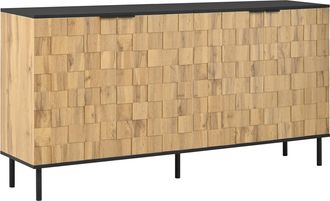 STILVORA Aparador Con 2 Puertas Y Estante Fijo Sobre Patas De Metal Para Sal&oacute;n Y Recibidor, Natural, 160&times;35&times;80,5 Cm